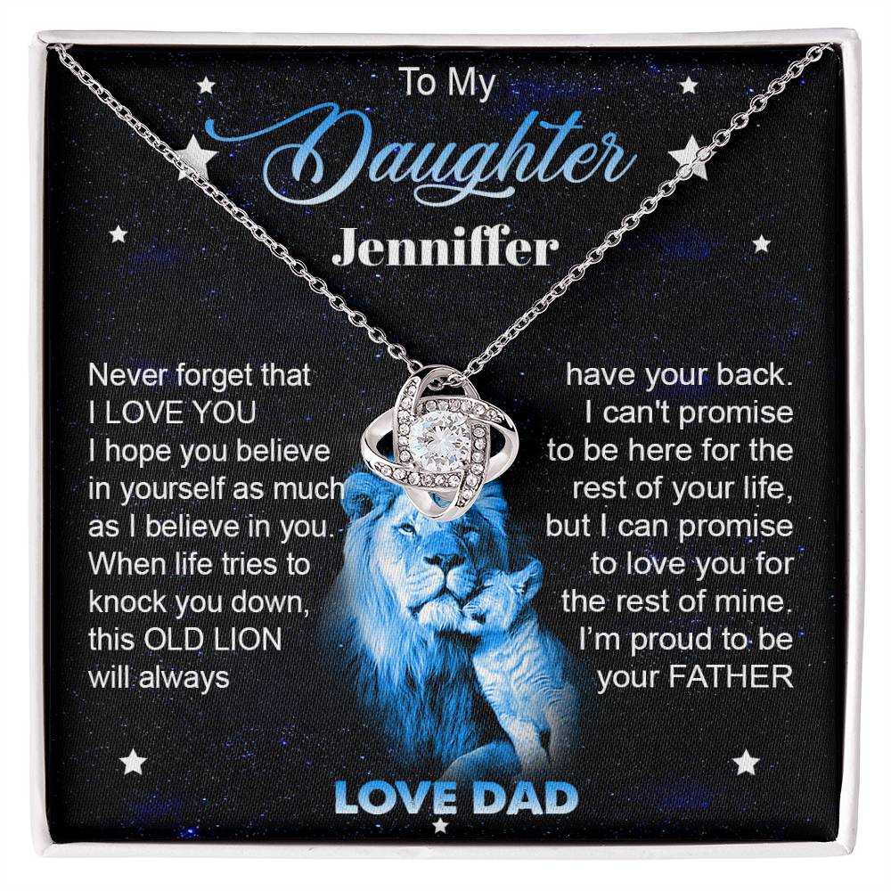 To My Daughter | Personalized Old Lion | Love Knot Necklace Gift