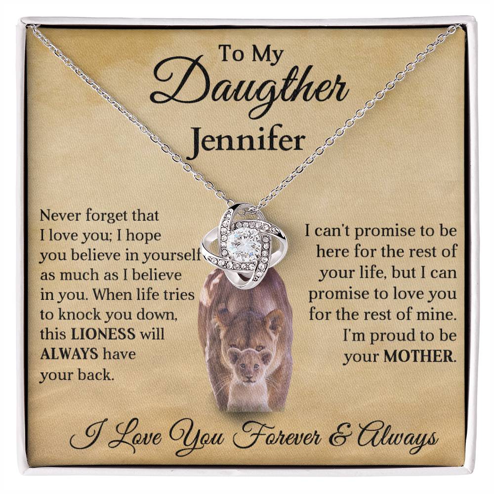 To My Daughter | Personalized Lioness Love Knot Necklace