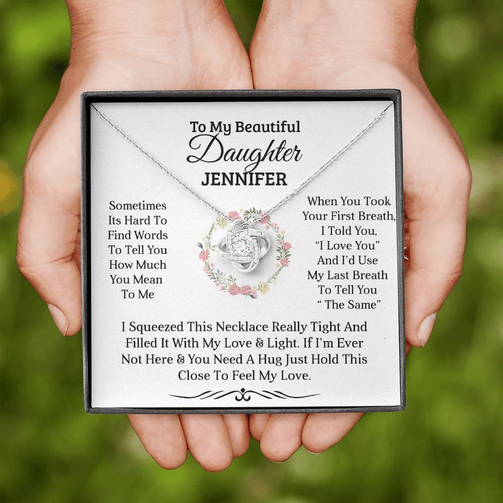 To My Beautiful Daughter | First Breath | Personalised Love Knot Necklace Gift