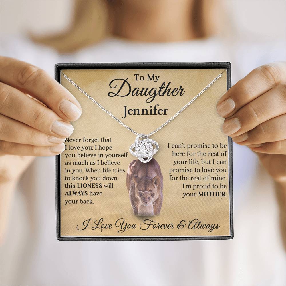 To My Daughter | Personalized Lioness Love Knot Necklace