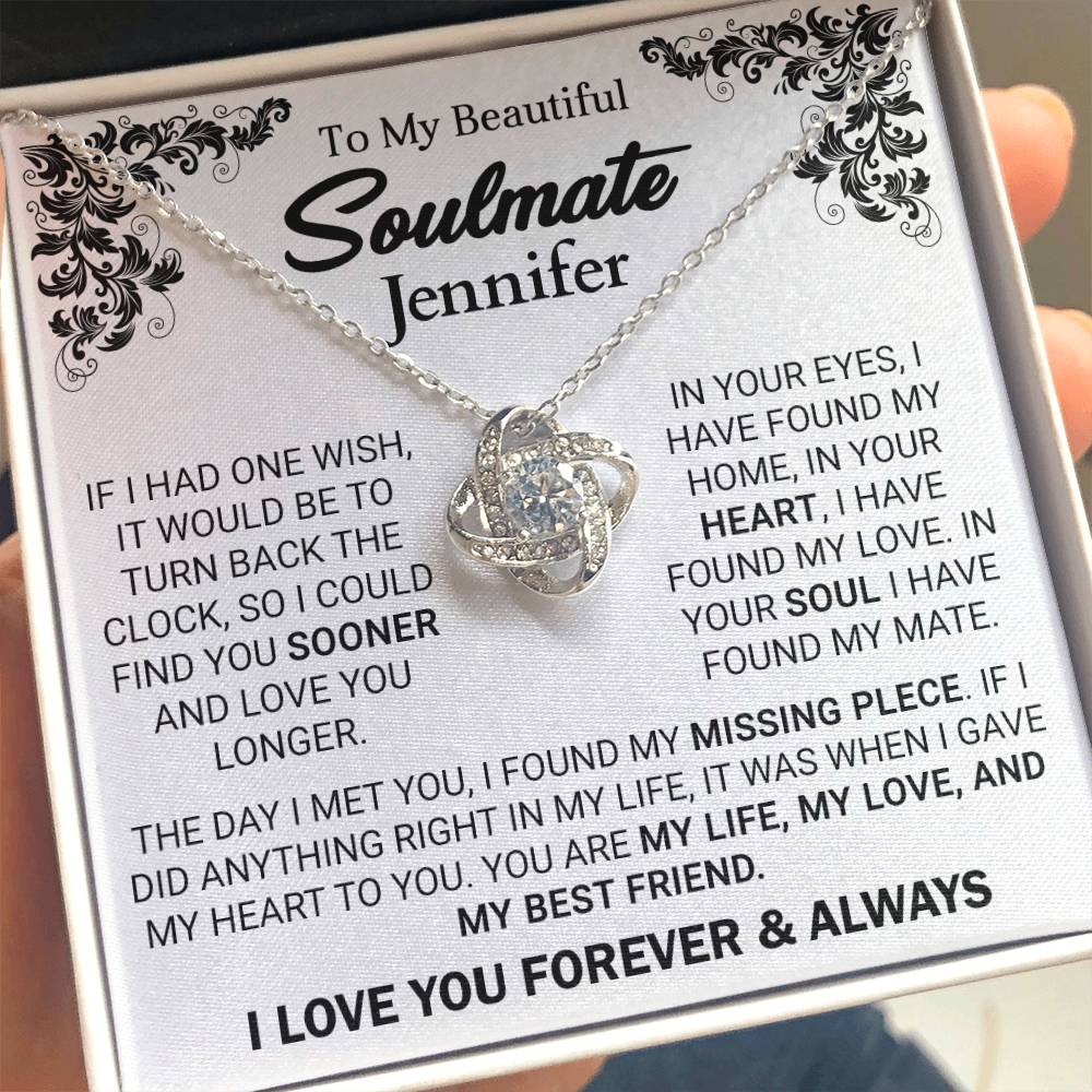 To My Beautiful Soulmate - Personalized Gift - Missing Piece - Love Knot Necklace