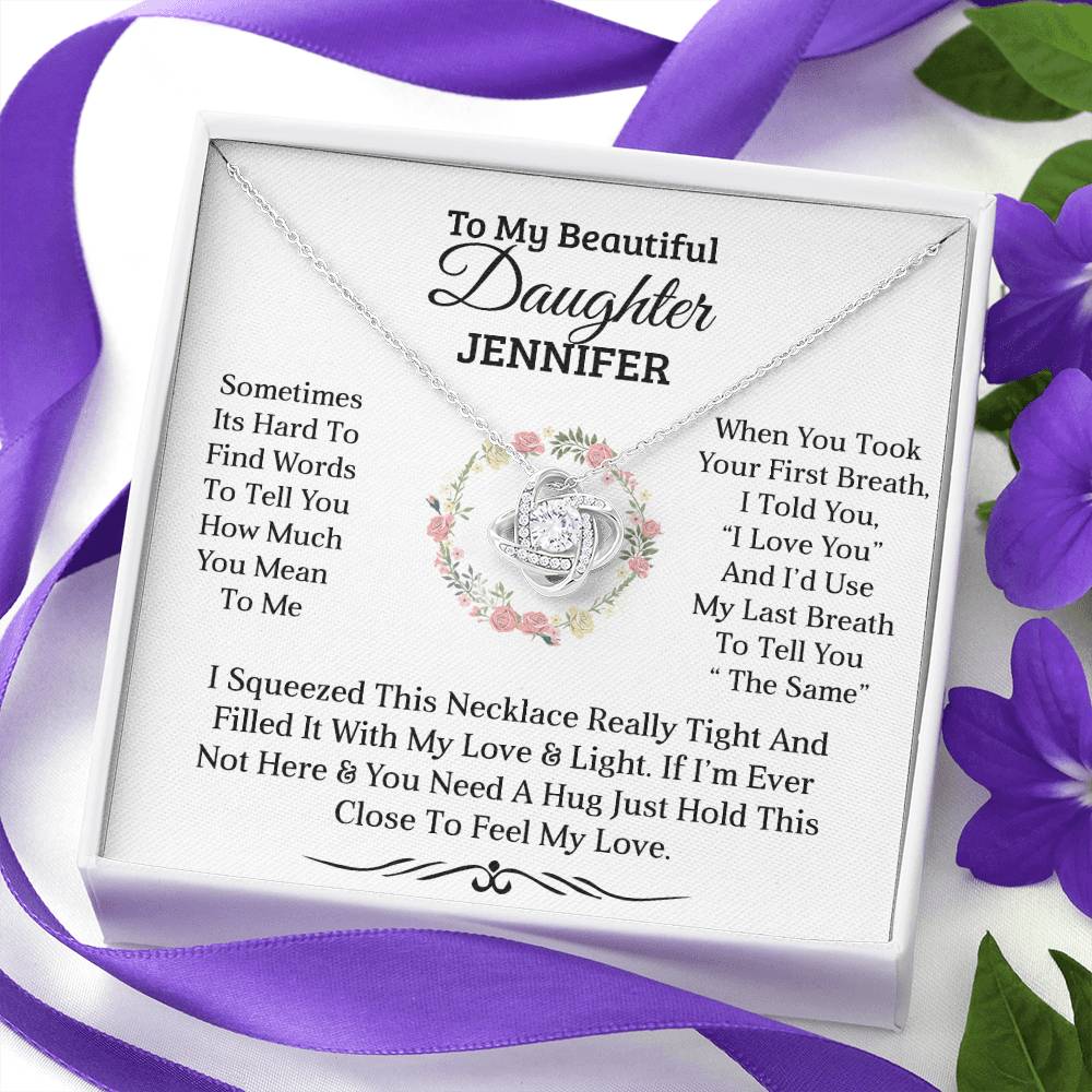 To My Beautiful Daughter | First Breath | Personalised Love Knot Necklace Gift