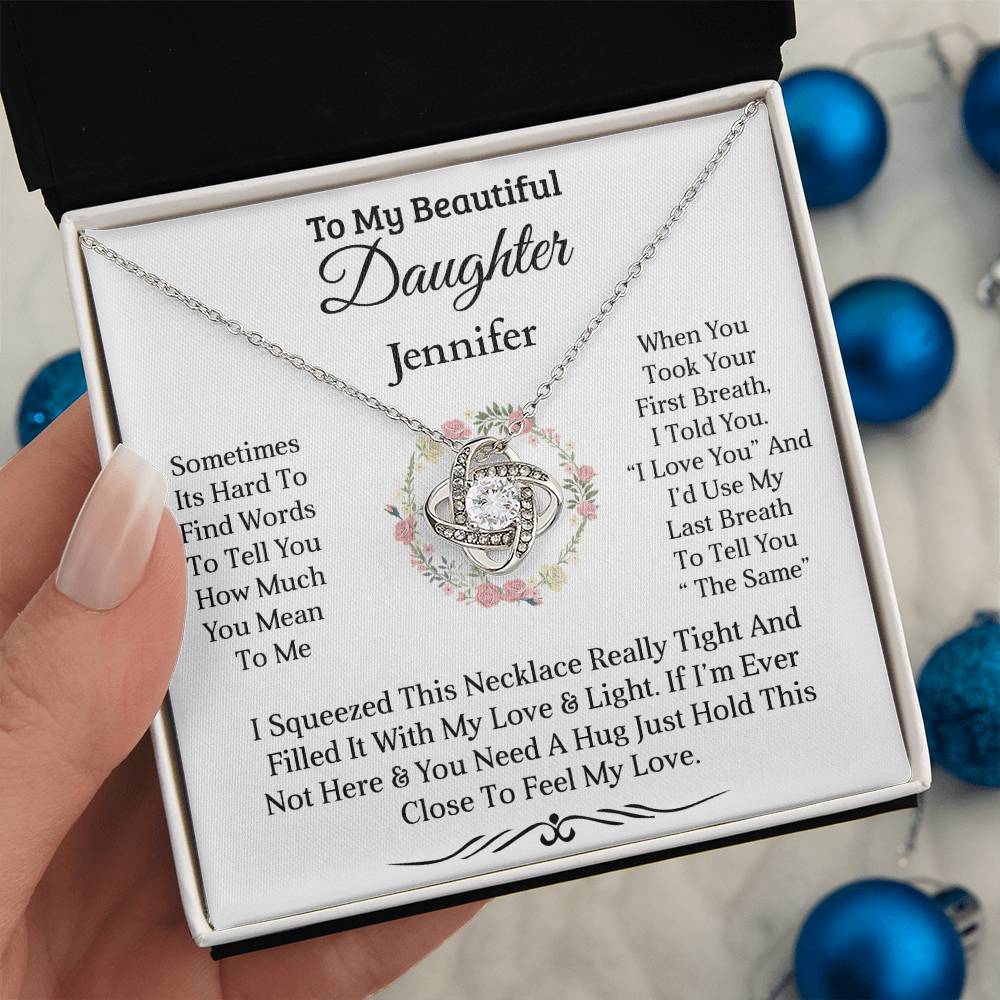 To My Beautiful Daughter - First Breath | Personalised Love Knot Necklace Gift