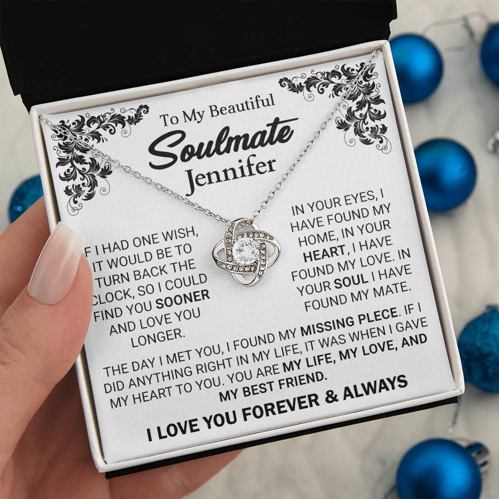 To My Beautiful Soulmate - Personalized Gift - Missing Piece - Love Knot Necklace