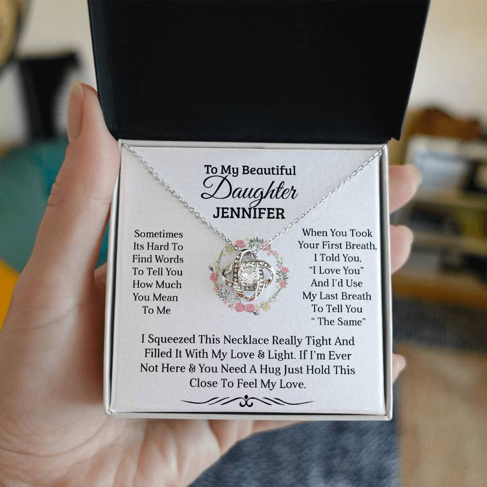 To My Beautiful Daughter | First Breath | Personalised Love Knot Necklace Gift
