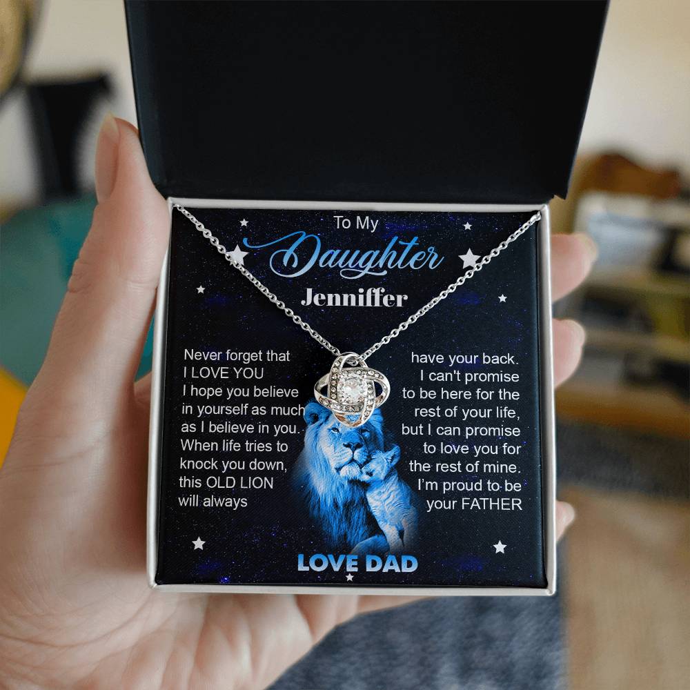 To My Daughter | Personalized Old Lion | Love Knot Necklace Gift