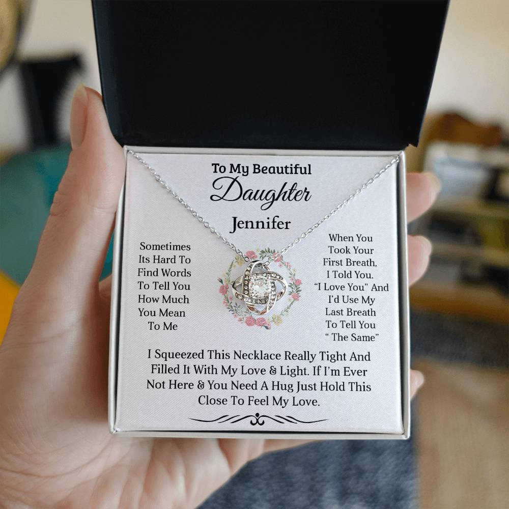 To My Beautiful Daughter - First Breath | Personalised Love Knot Necklace Gift