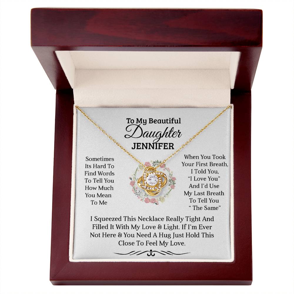 To My Beautiful Daughter | First Breath | Personalised Love Knot Necklace Gift