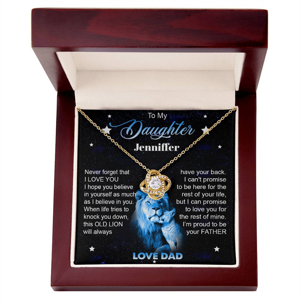To My Daughter | Personalized Old Lion | Love Knot Necklace Gift