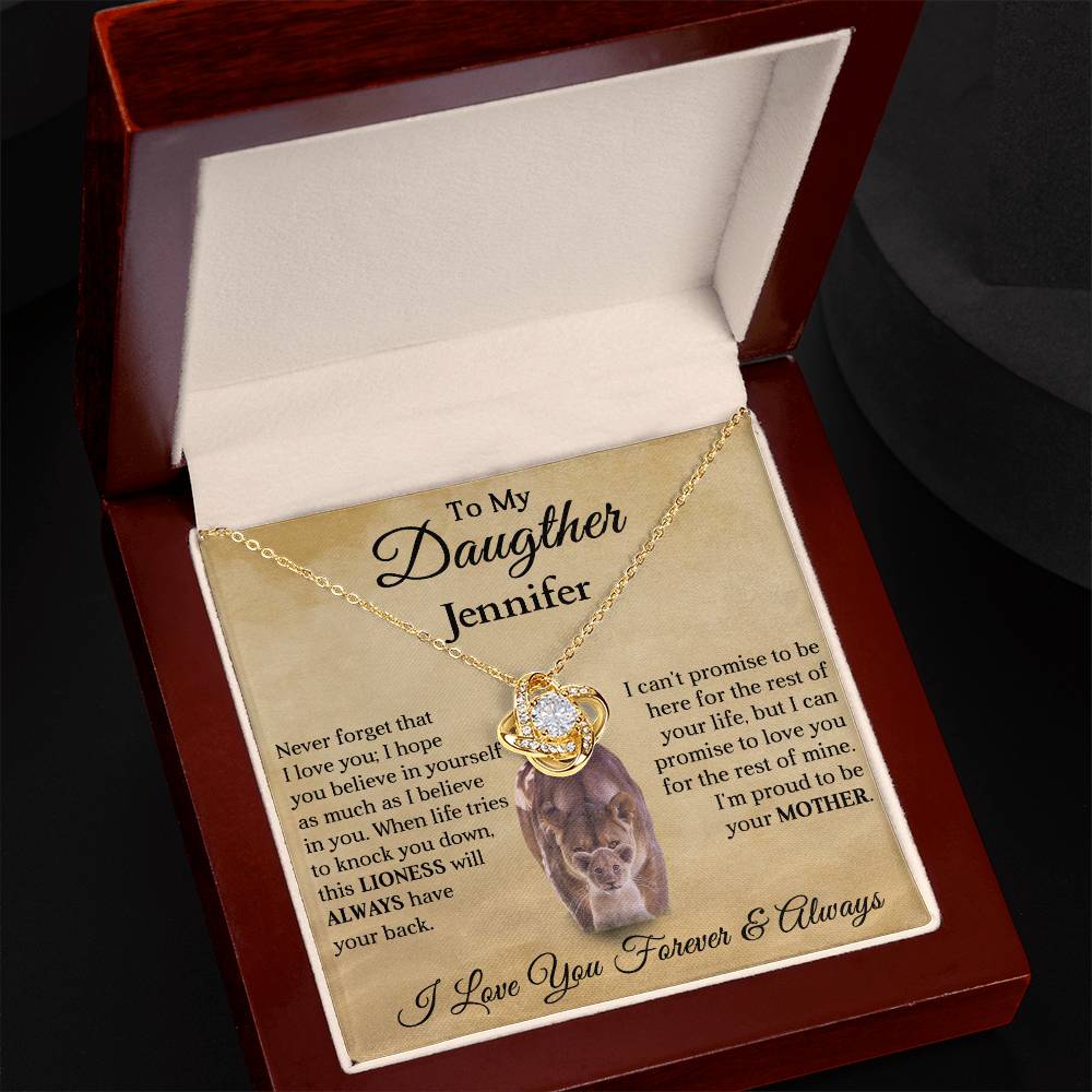 To My Daughter | Personalized Lioness Love Knot Necklace