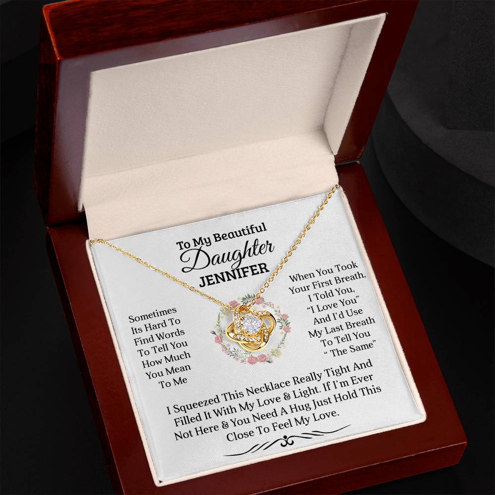 To My Beautiful Daughter | First Breath | Personalised Love Knot Necklace Gift