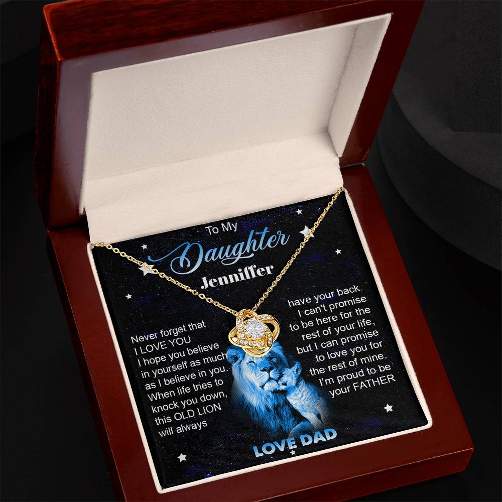 To My Daughter | Personalized Old Lion | Love Knot Necklace Gift