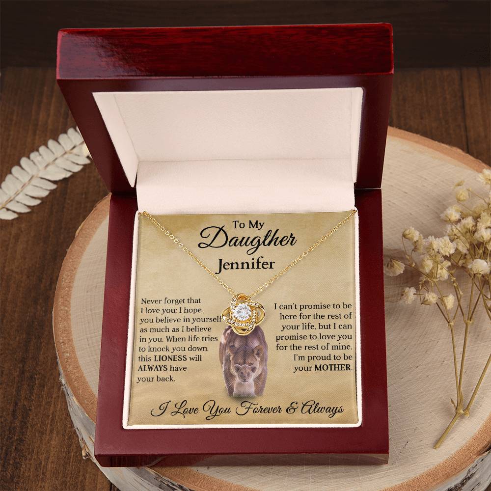 To My Daughter | Personalized Lioness Love Knot Necklace