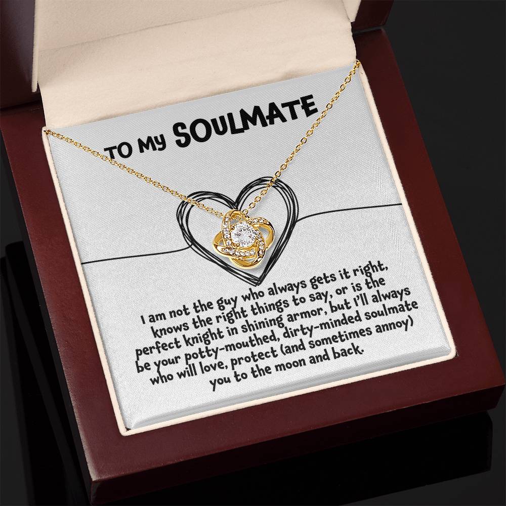 To My Soulmate - Moon & Back - Love Knot Necklace Gift