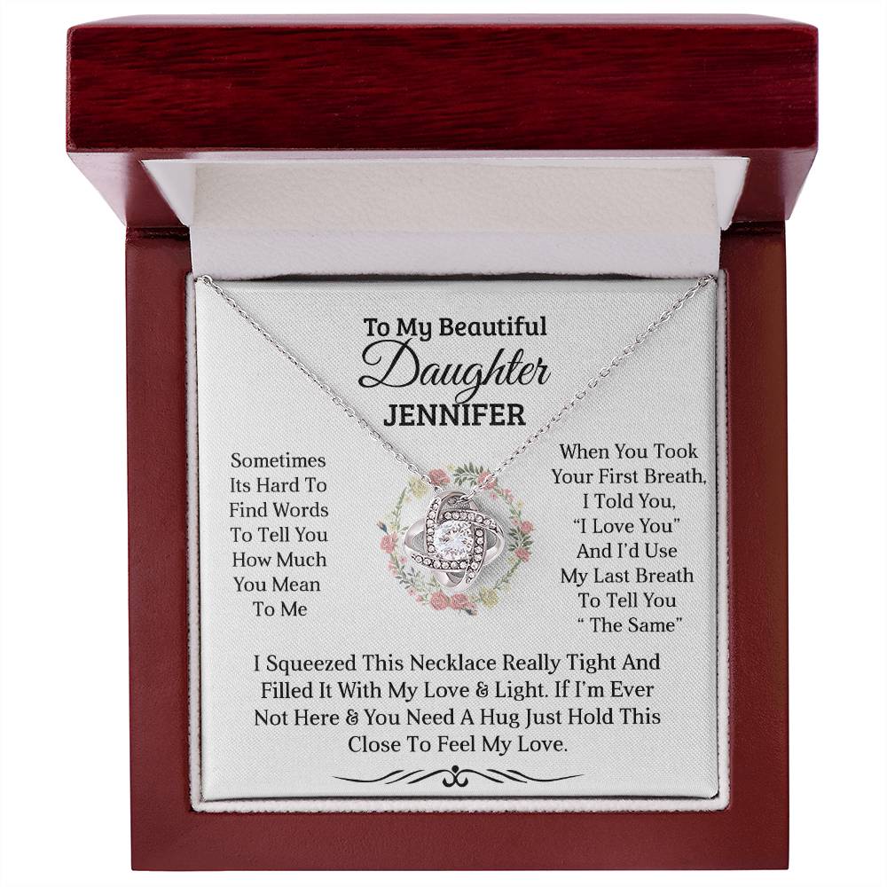 To My Beautiful Daughter | First Breath | Personalised Love Knot Necklace Gift