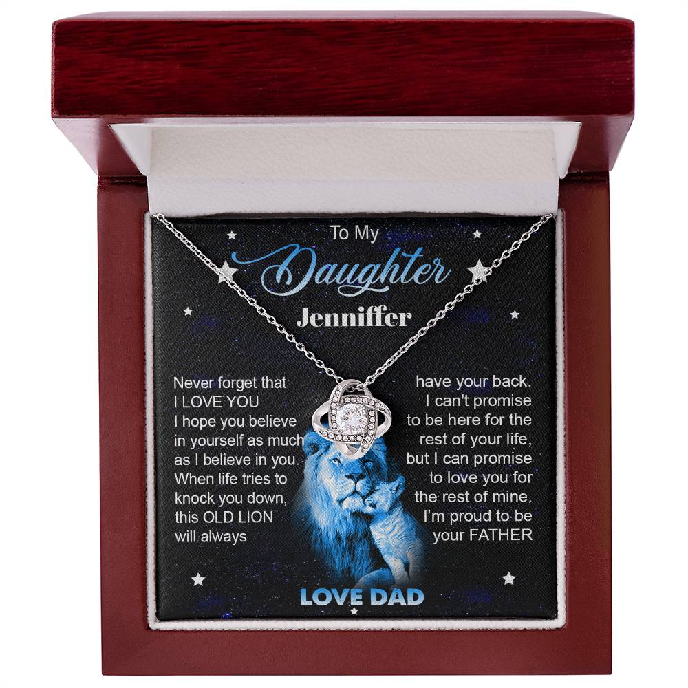 To My Daughter | Personalized Old Lion | Love Knot Necklace Gift
