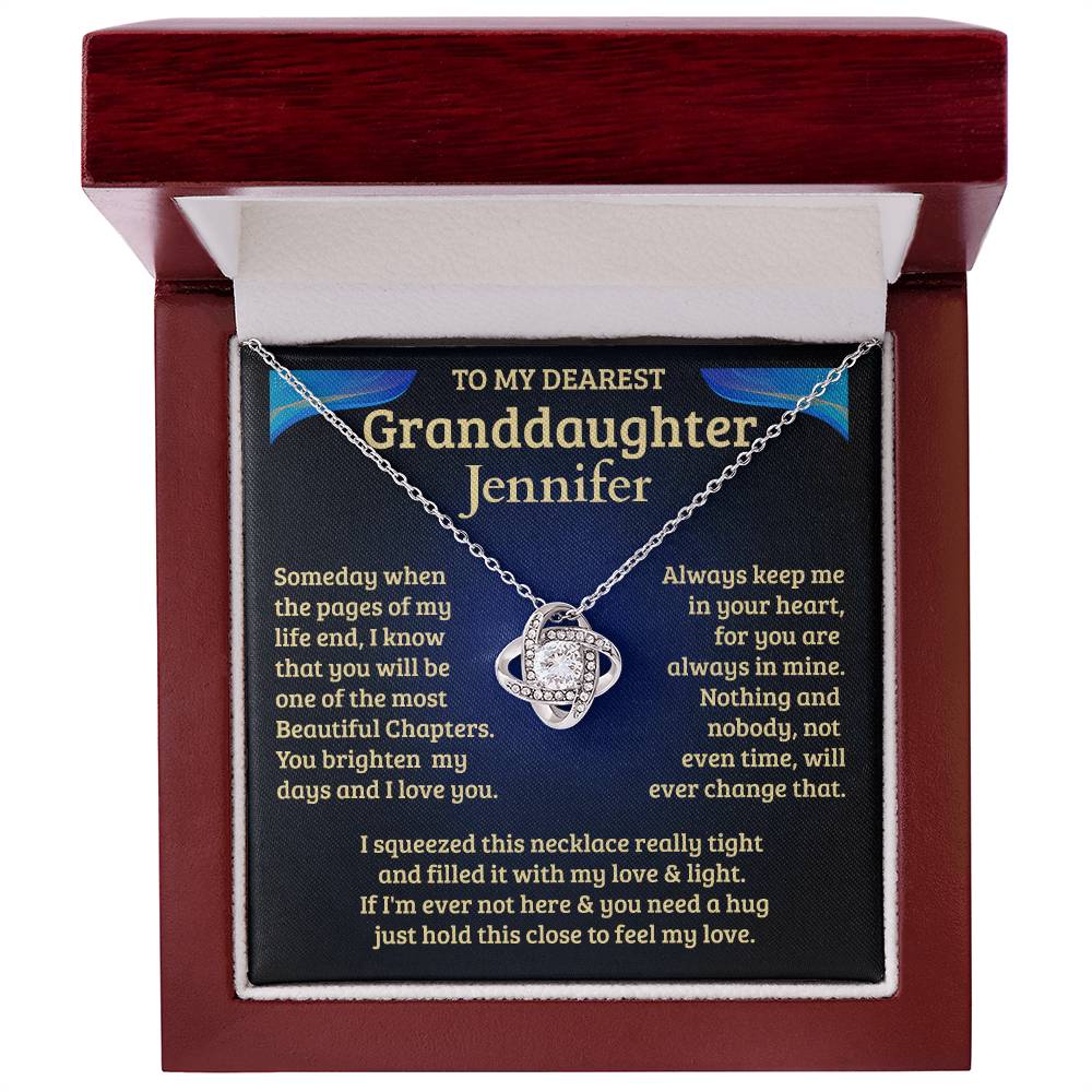 To My Granddaughter | Beautiful Chapter | Personalized Love Knot Necklace