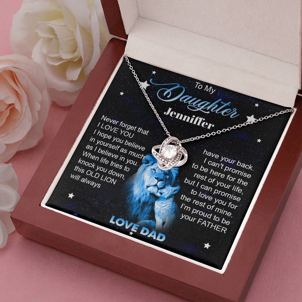 To My Daughter | Personalized Old Lion | Love Knot Necklace Gift