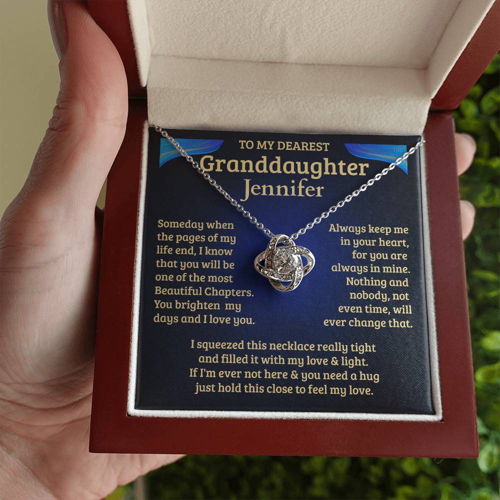 To My Granddaughter | Beautiful Chapter | Personalized Love Knot Necklace