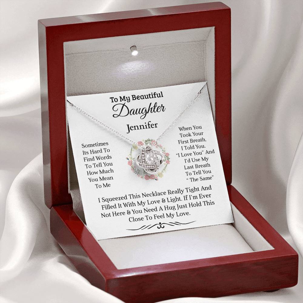 To My Beautiful Daughter - First Breath | Personalised Love Knot Necklace Gift