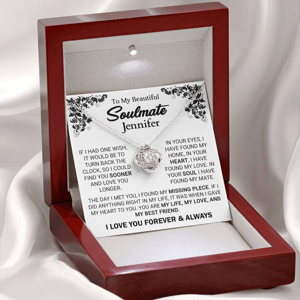 To My Beautiful Soulmate - Personalized Gift - Missing Piece - Love Knot Necklace