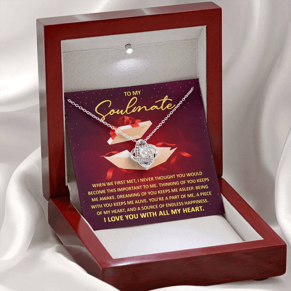 To My Soulmate - Thinking of You - Love Knot Necklace Gift