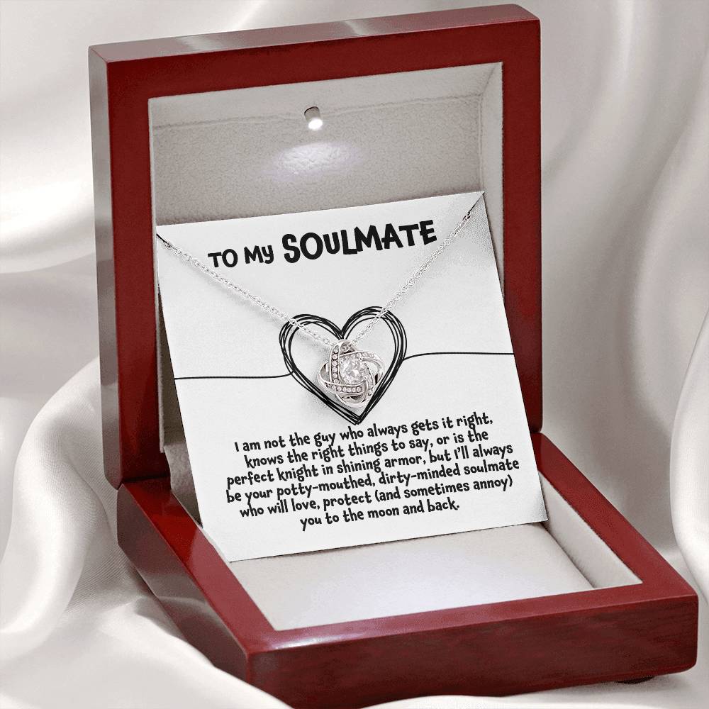 To My Soulmate - Moon & Back - Love Knot Necklace Gift