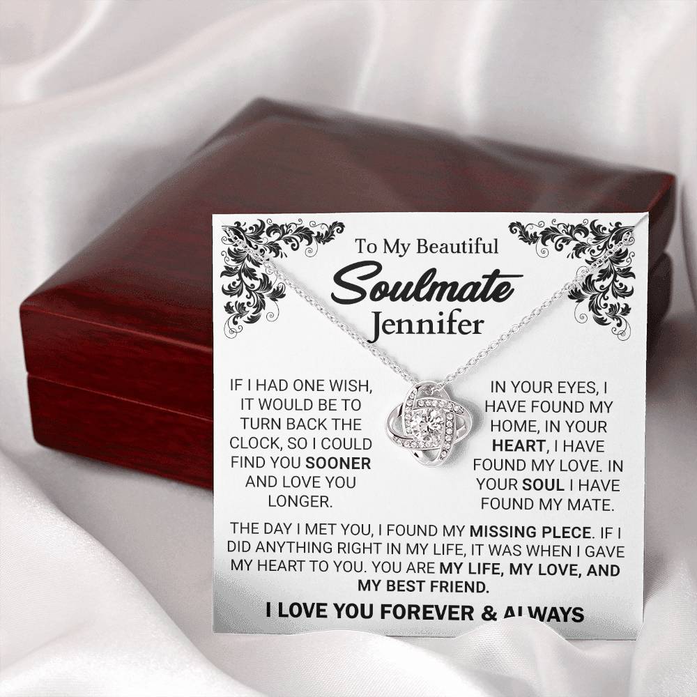 To My Beautiful Soulmate - Personalized Gift - Missing Piece - Love Knot Necklace