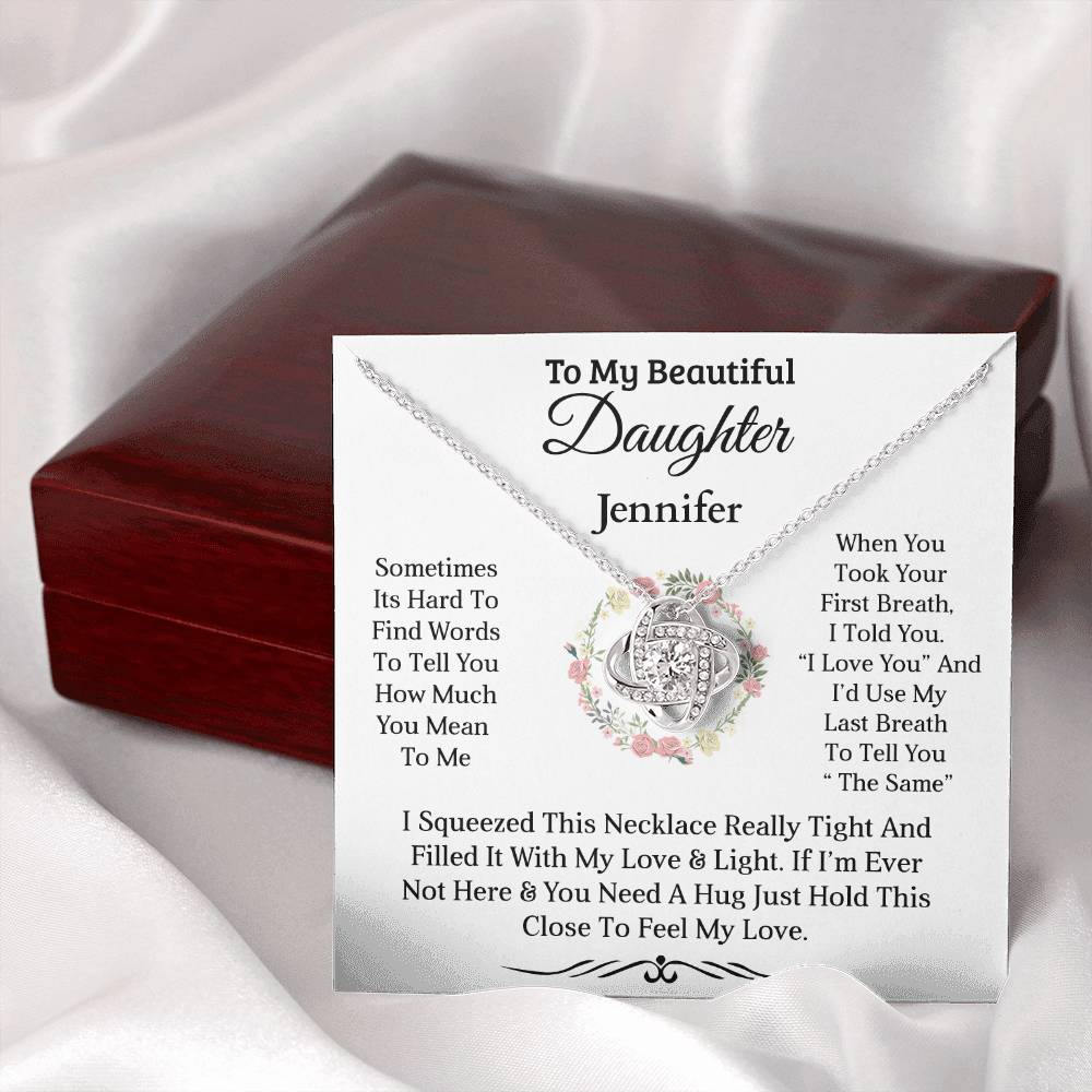 To My Beautiful Daughter - First Breath | Personalised Love Knot Necklace Gift