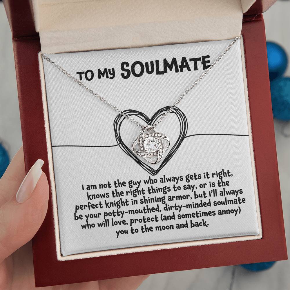 To My Soulmate - Moon & Back - Love Knot Necklace Gift
