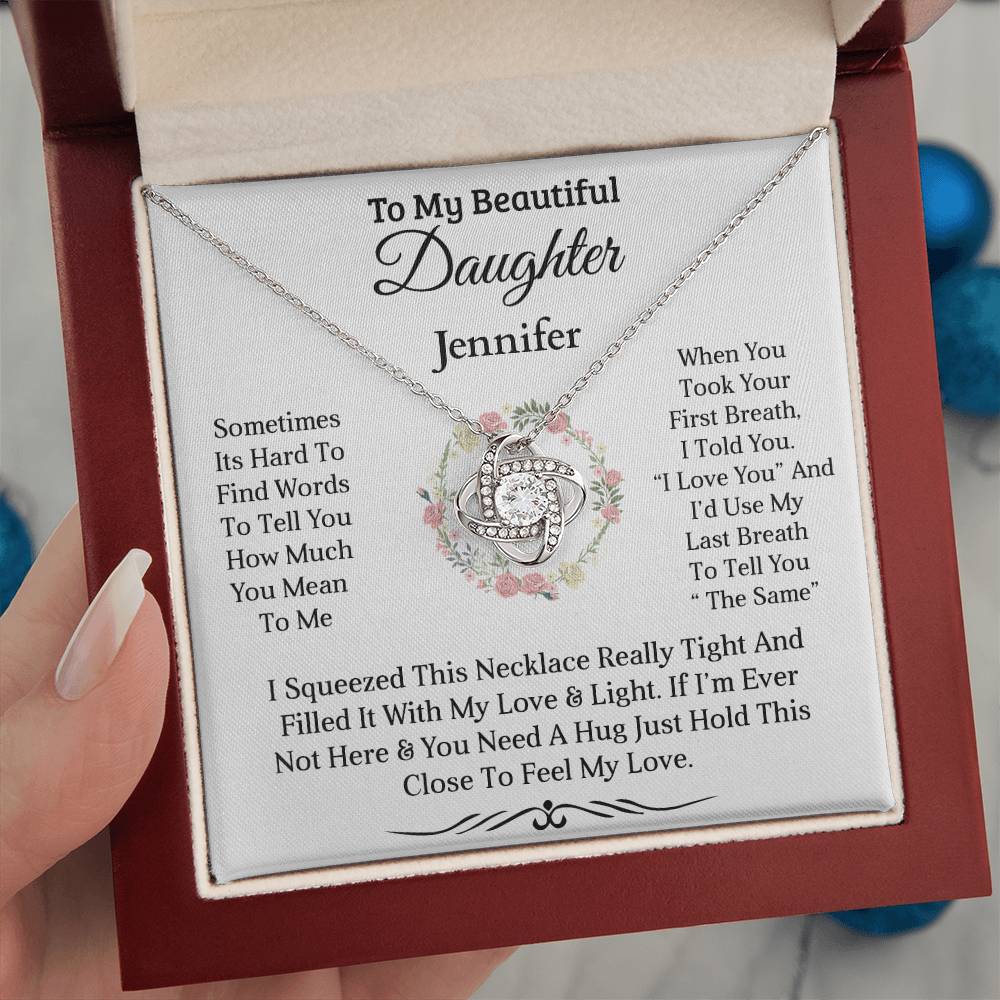 To My Beautiful Daughter - First Breath | Personalised Love Knot Necklace Gift