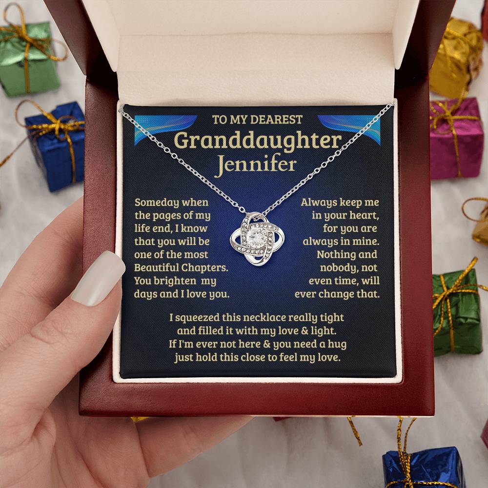 To My Granddaughter | Beautiful Chapter | Personalized Love Knot Necklace