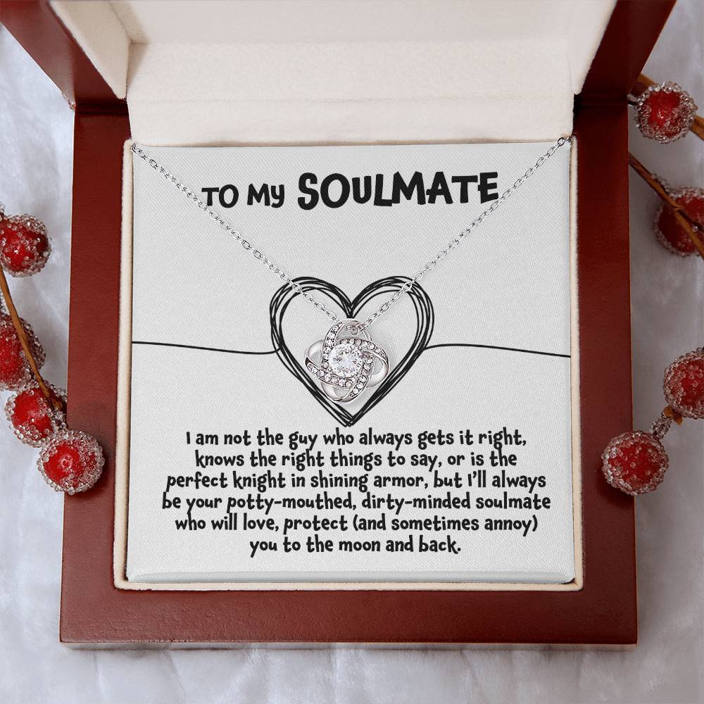 To My Soulmate - Moon & Back - Love Knot Necklace Gift