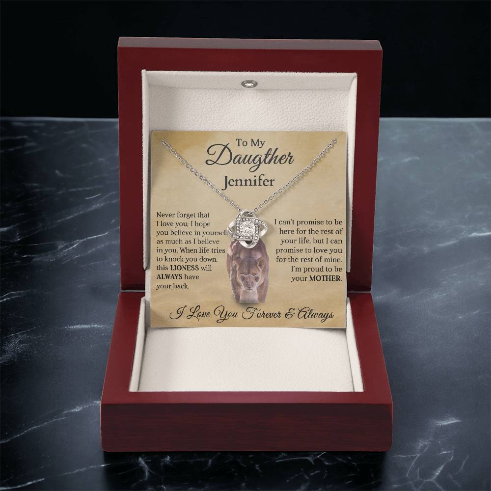 To My Daughter | Personalized Lioness Love Knot Necklace