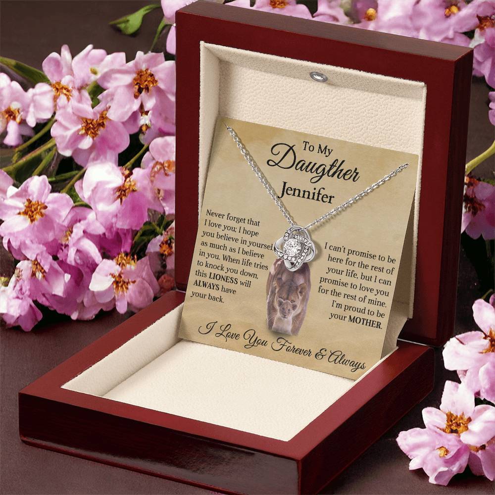To My Daughter | Personalized Lioness Love Knot Necklace
