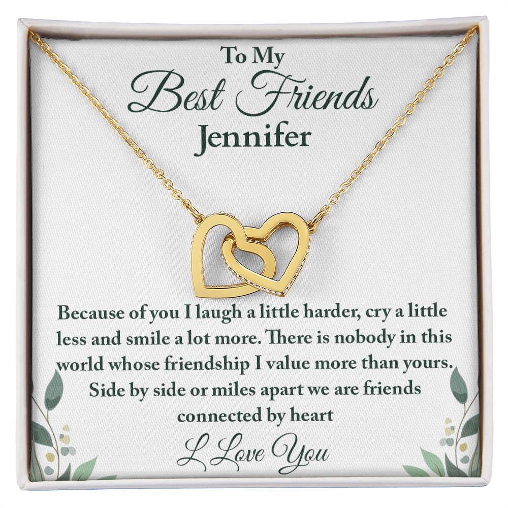 To My Best Friend | Connected By Heart | Interlocking Hearts Necklace