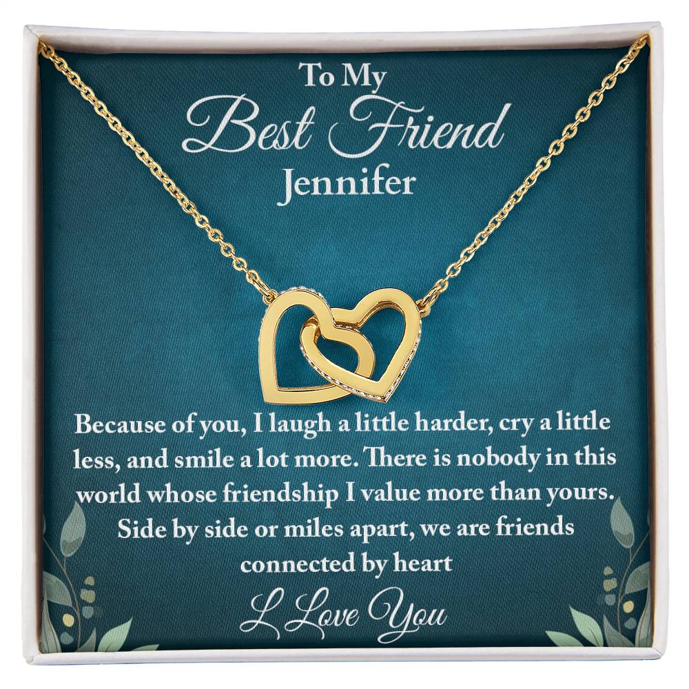 To My Best Friend | Connected By Heart | Interlocking Hearts Necklace