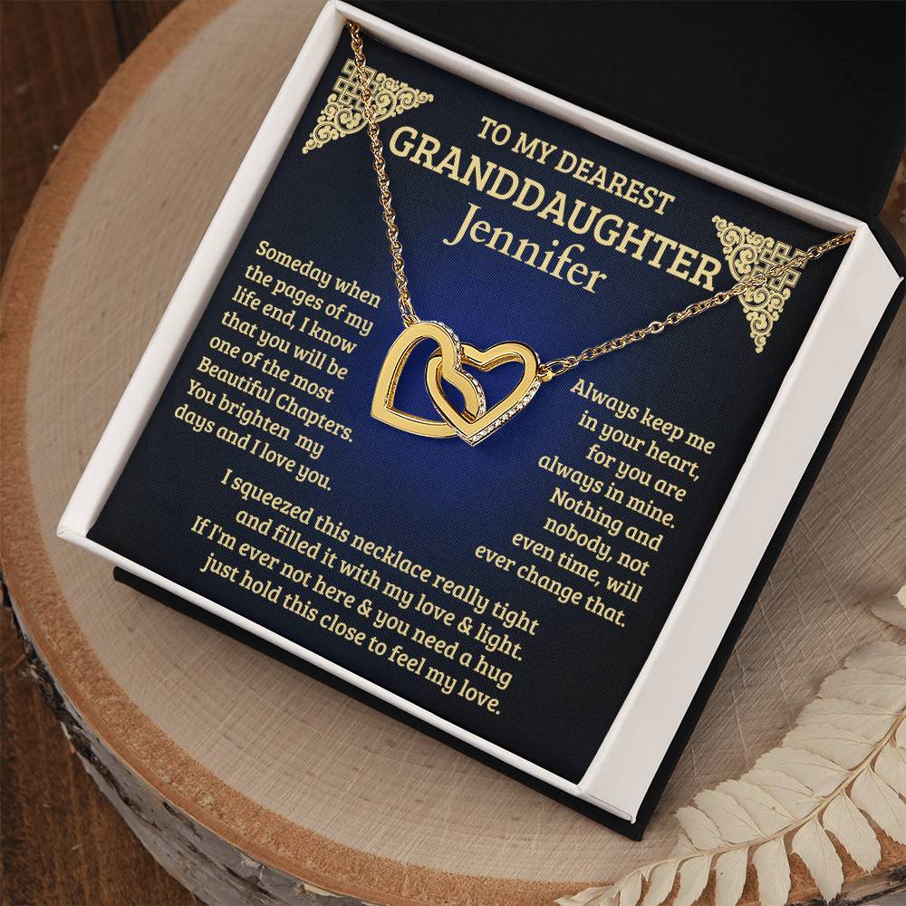To My Granddaughter - Personalised Interlocking Hearts Necklace - Beautiful Chapters