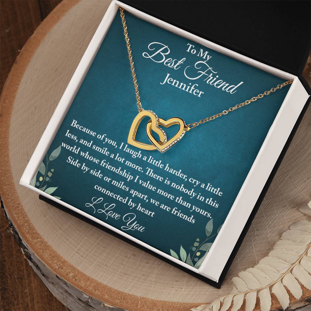 To My Best Friend | Connected By Heart | Interlocking Hearts Necklace