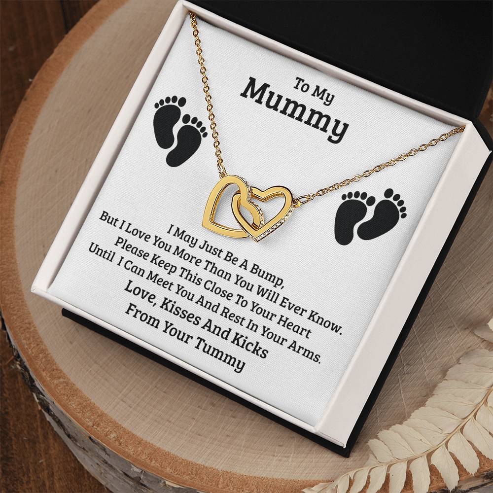 To My Mummy, From Baby In Your Tummy, Interlocking Hearts Necklace Gift