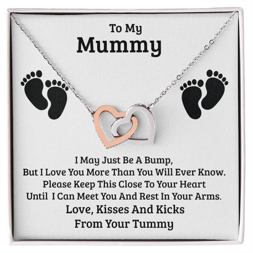 To My Mummy, From Baby In Your Tummy, Interlocking Hearts Necklace Gift