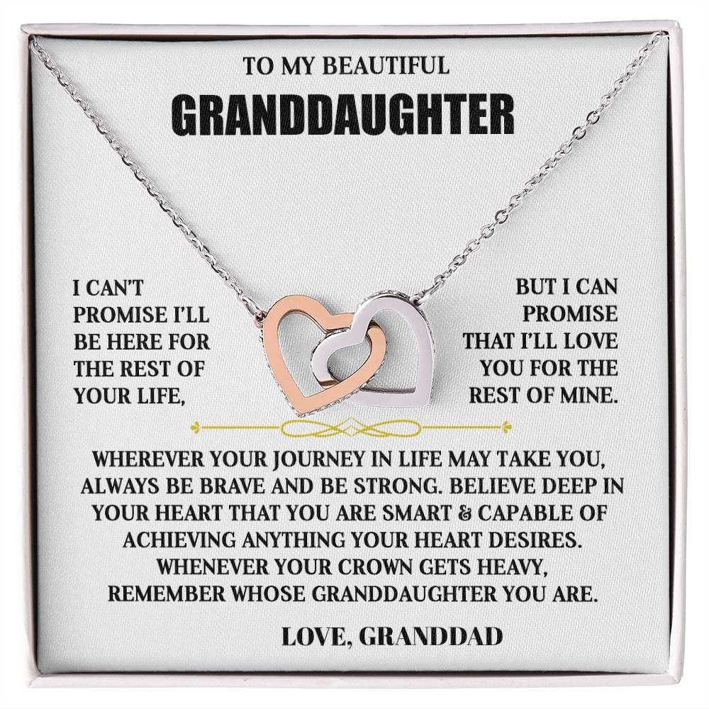 To My Granddaughter | Brave & Strong | Interlocking Hearts Necklace Gift