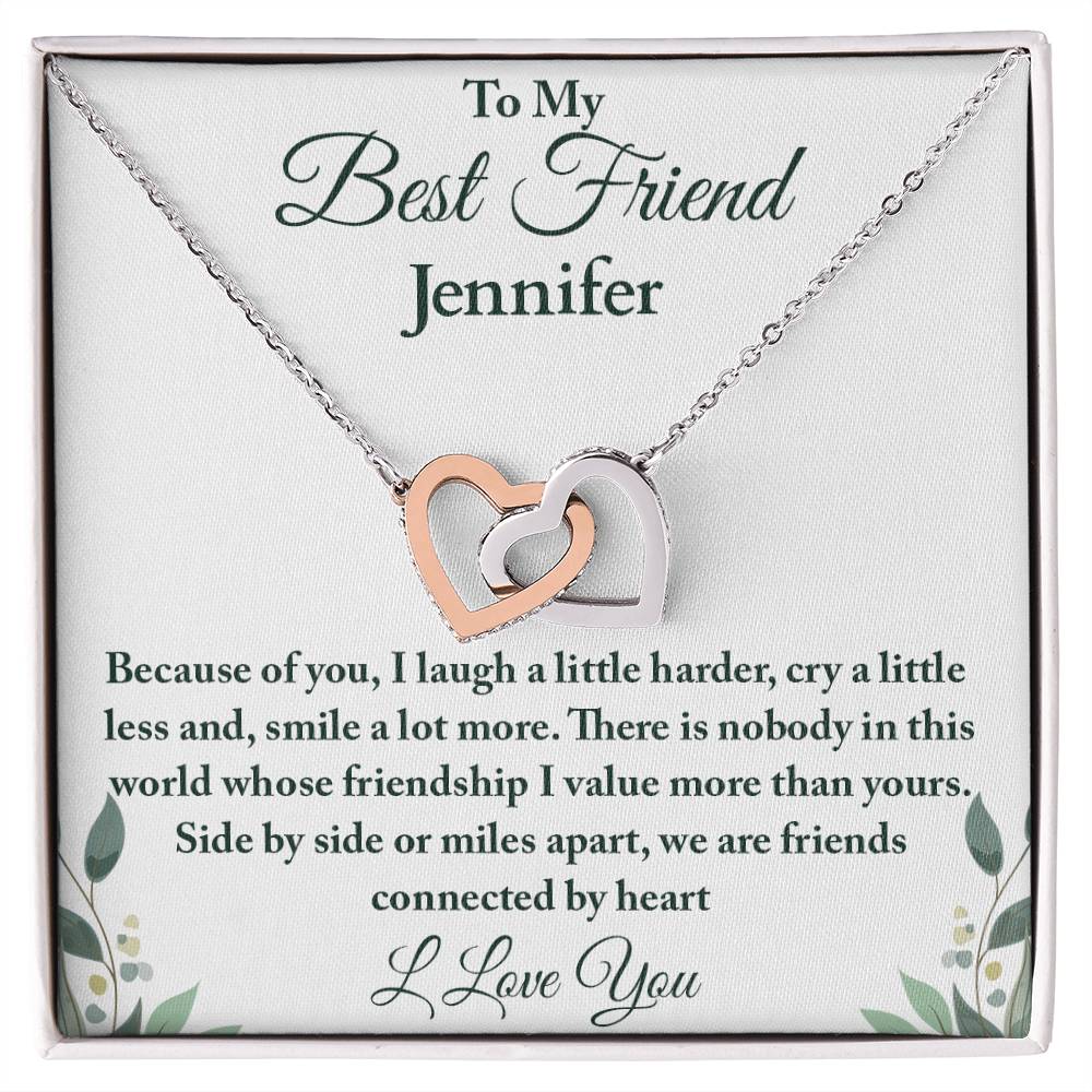 To My Best Friend | Because of You| Interlocking Hearts Necklace