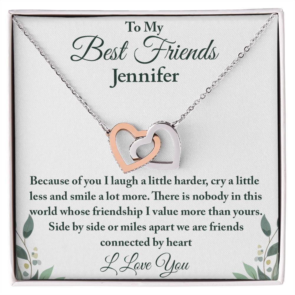 To My Best Friend | Connected By Heart | Interlocking Hearts Necklace