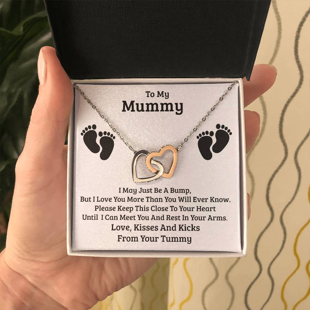 To My Mummy, From Baby In Your Tummy, Interlocking Hearts Necklace Gift