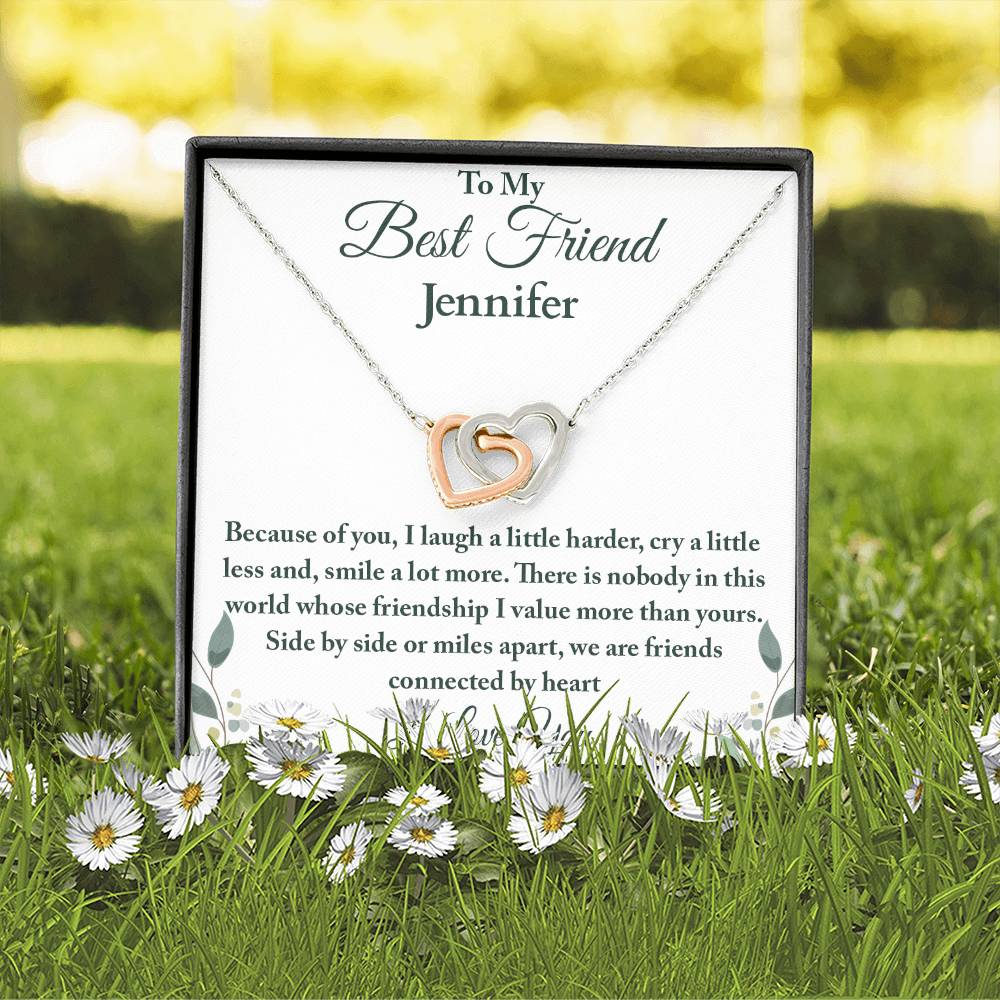 To My Best Friend | Because of You| Interlocking Hearts Necklace