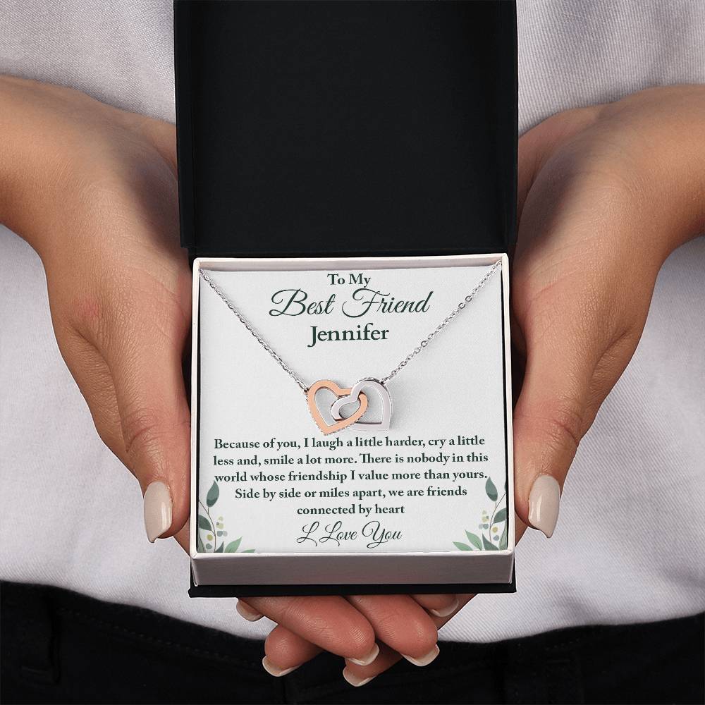 To My Best Friend | Because of You| Interlocking Hearts Necklace