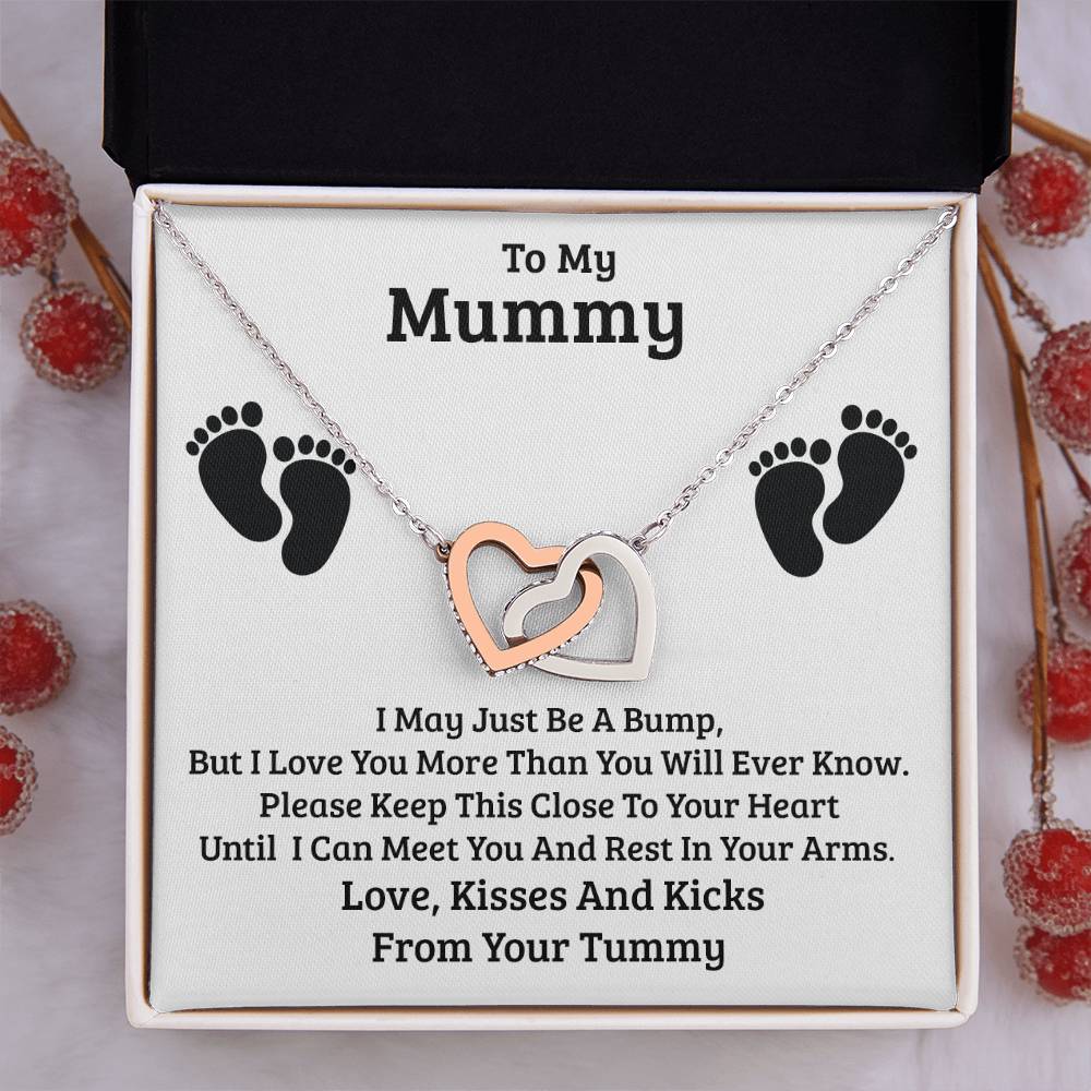 To My Mummy, From Baby In Your Tummy, Interlocking Hearts Necklace Gift