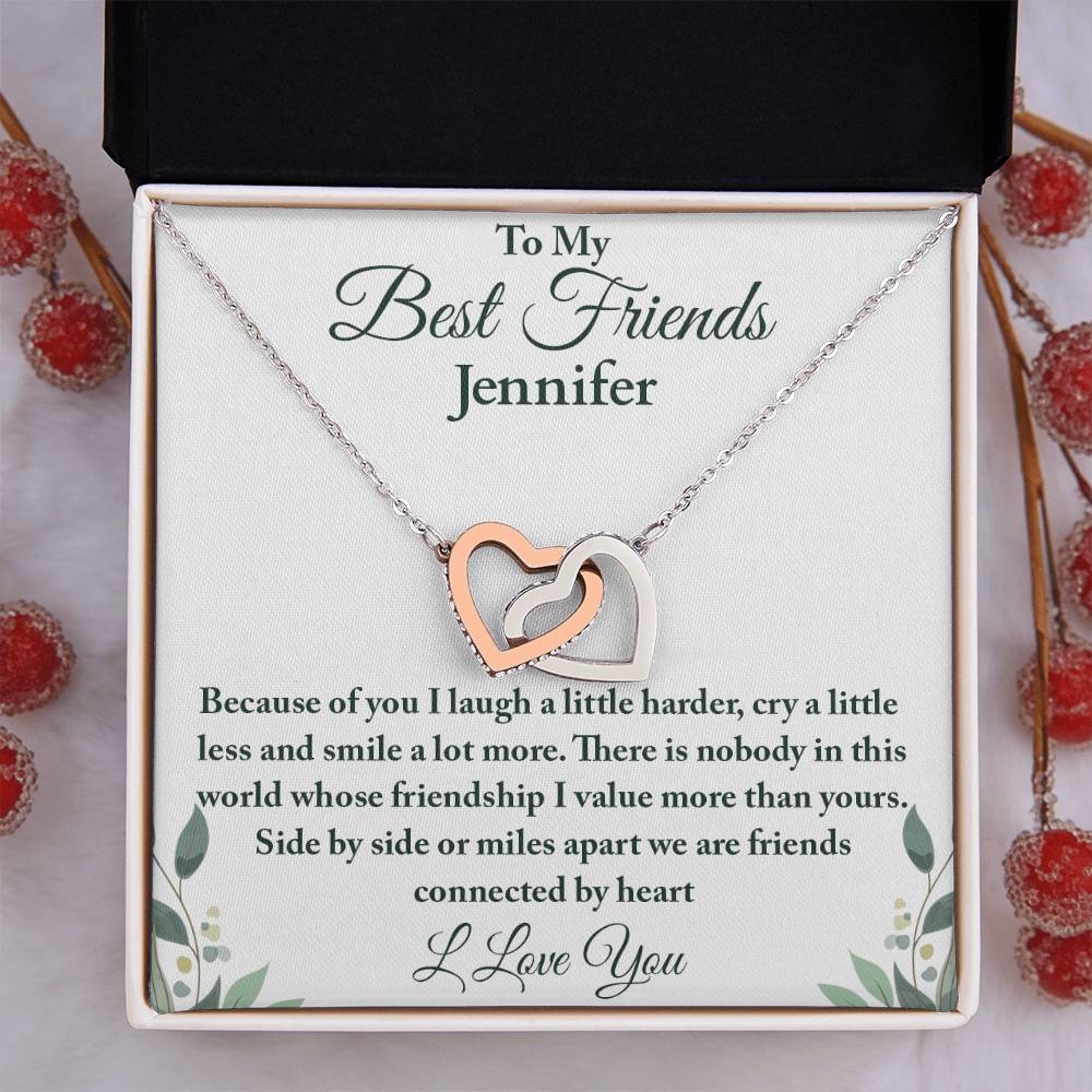 To My Best Friend | Connected By Heart | Interlocking Hearts Necklace
