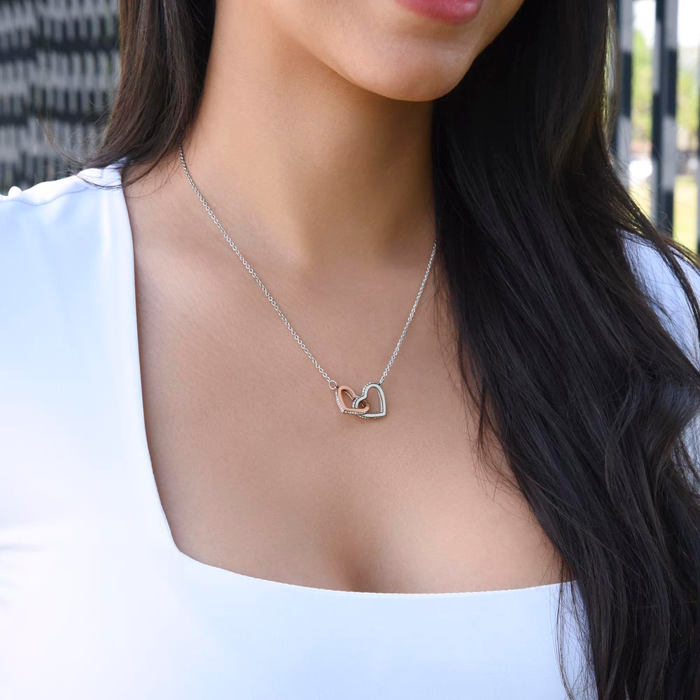 To My My Unbiological Sister | Because of You | Personalized Interlocking Hearts Necklace Gift